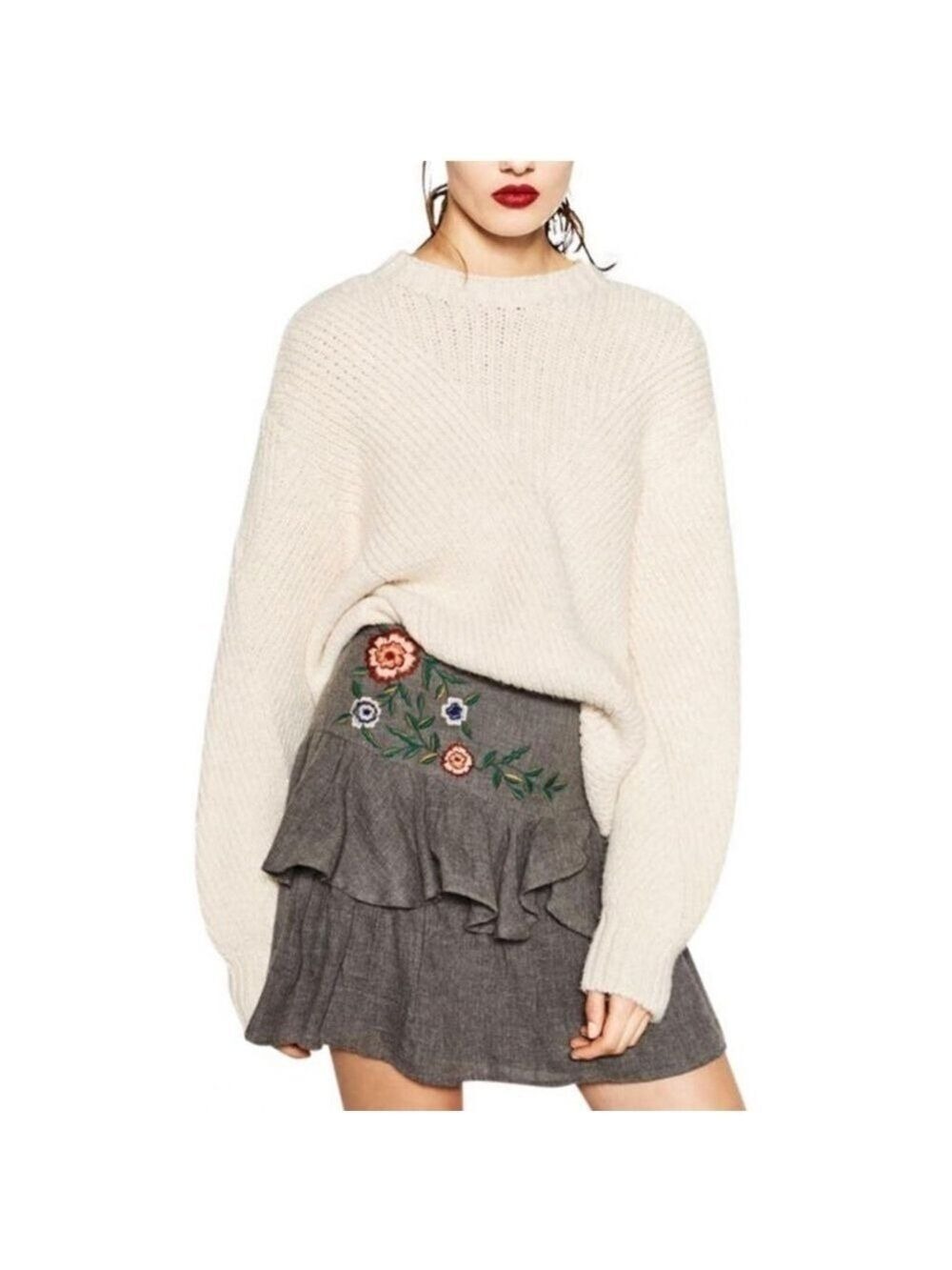 ZARA Embroidered Ruffles Skirt - Picture 1 of 14